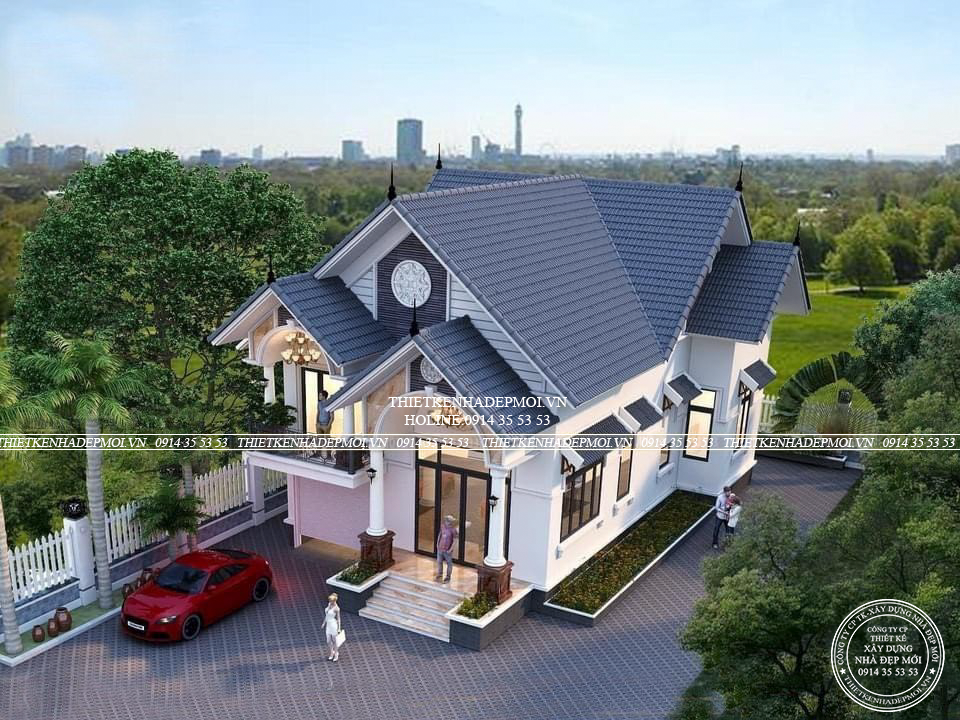 Biệt thự mái thái có gác lửng đẹp
