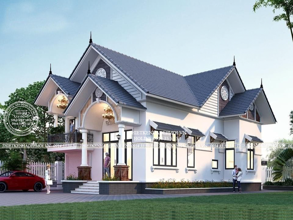 Biệt thự mái thái có gác lửng đẹp