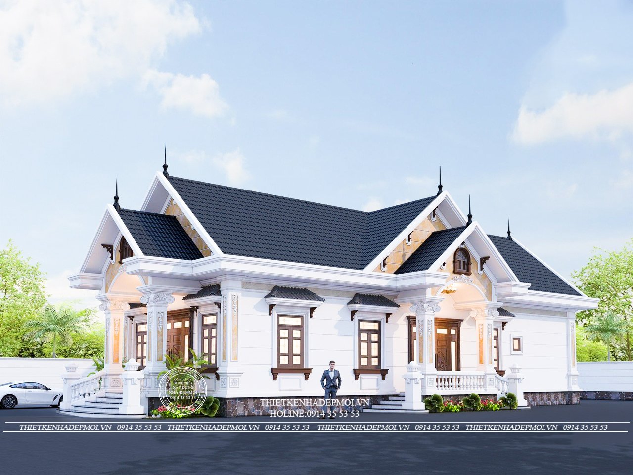 Biệt thự sân vườn mái thái