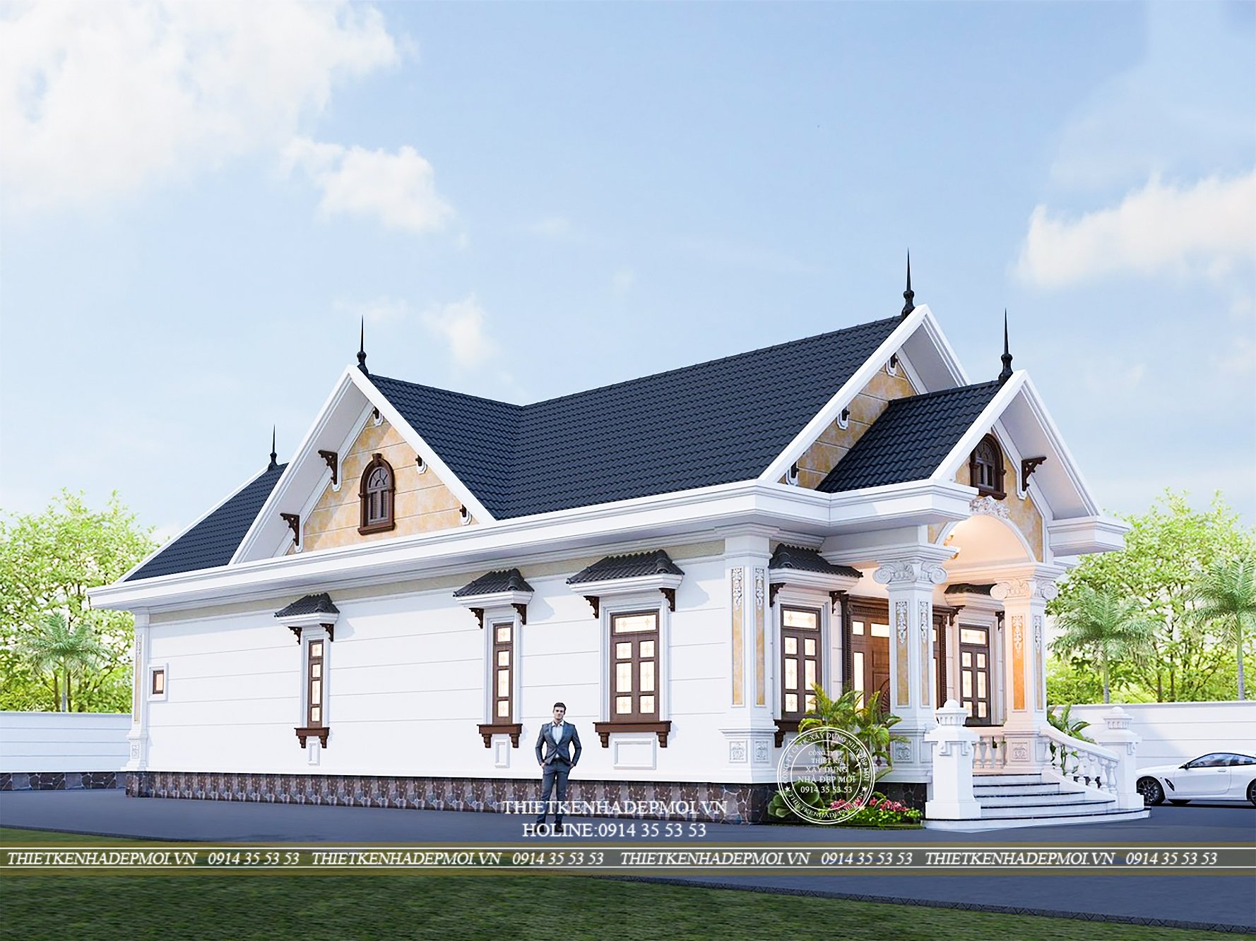 Biệt thự sân vườn mái thái