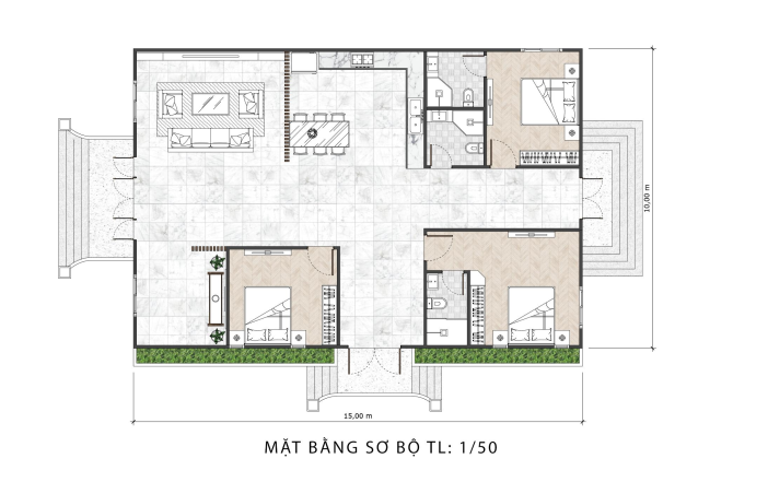 Biệt thự sân vườn mái thái