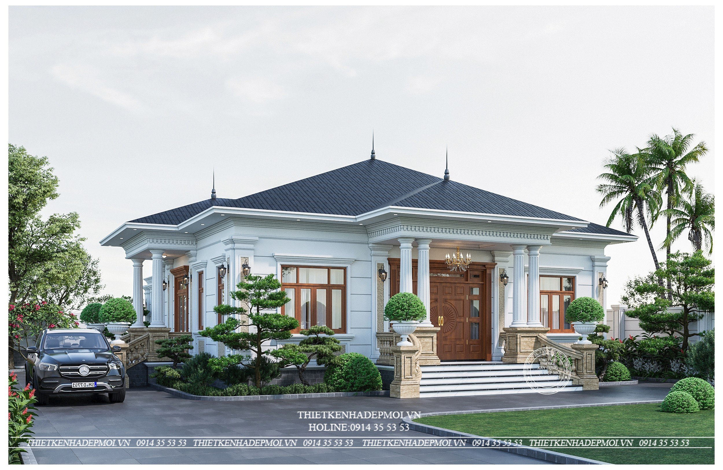 Biệt thự sân vườn mái nhật sang trọng, đẳng cấp