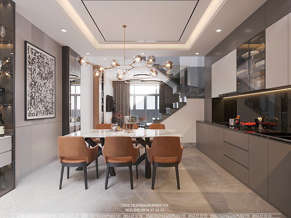 Nội thất nhà phố hiện đại 1 trệt 2 lầu