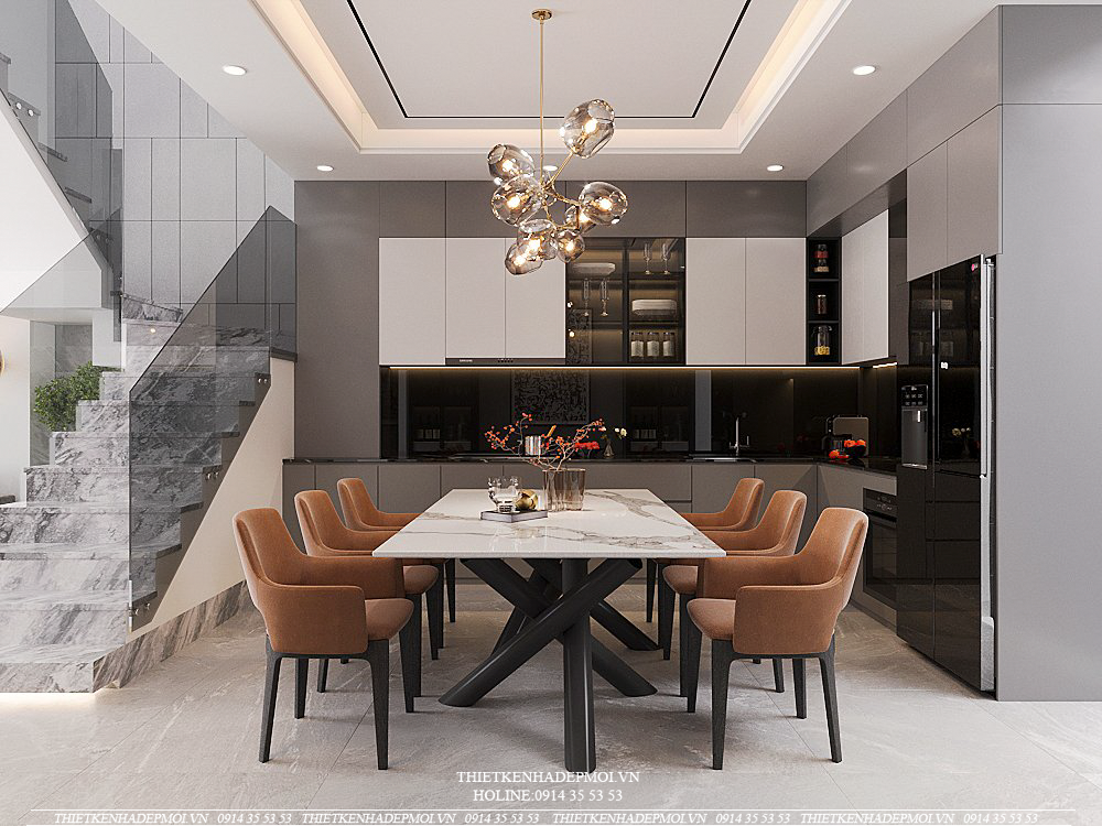 Nội thất nhà phố hiện đại 1 trệt 2 lầu