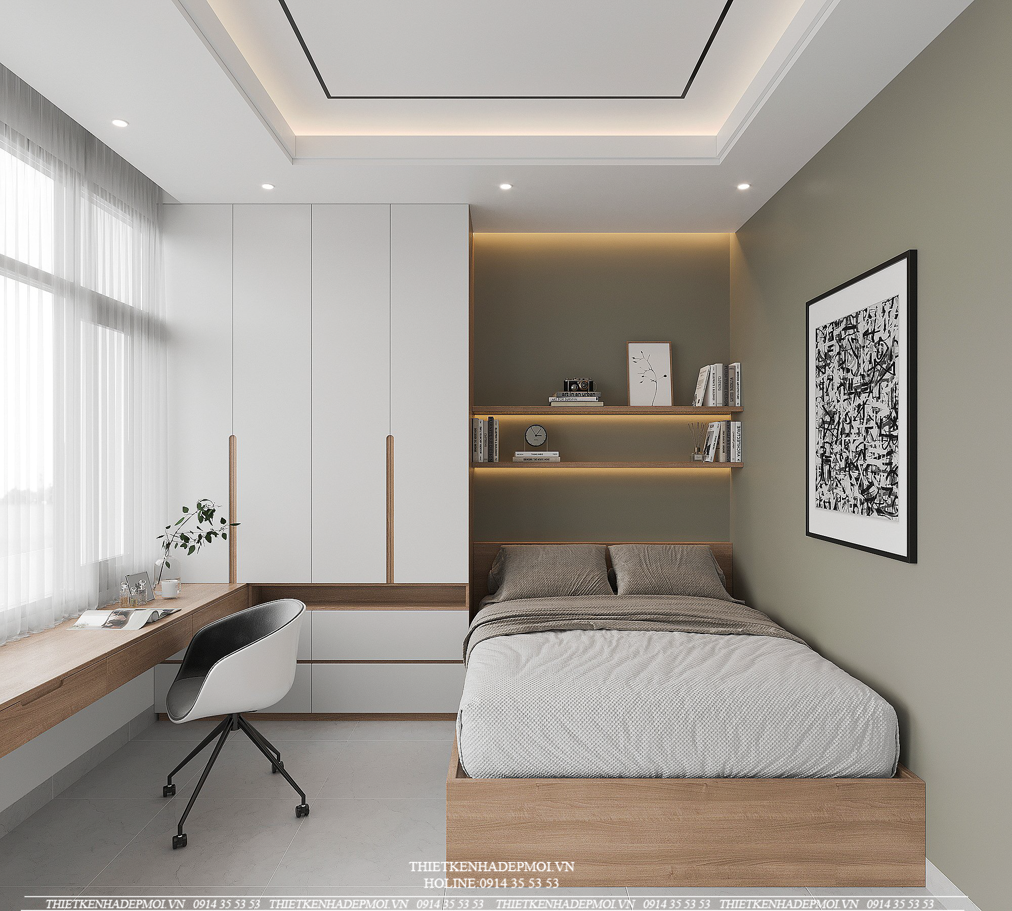 Nội thất nhà phố hiện đại 1 trệt 2 lầu