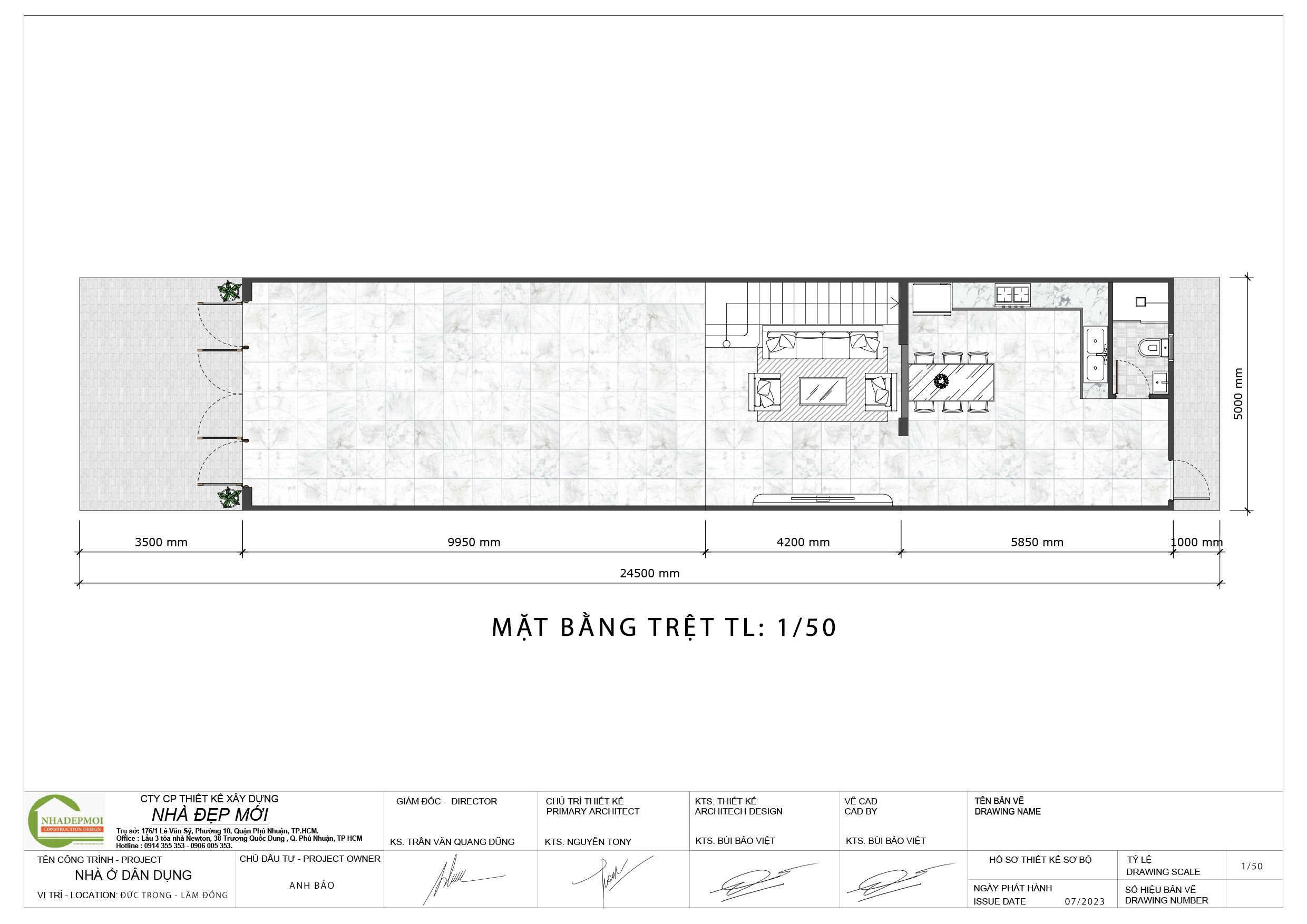 Mẫu nhà phố 1 trệt 1 lầu sân thượng được khách hàng yêu thích nhất