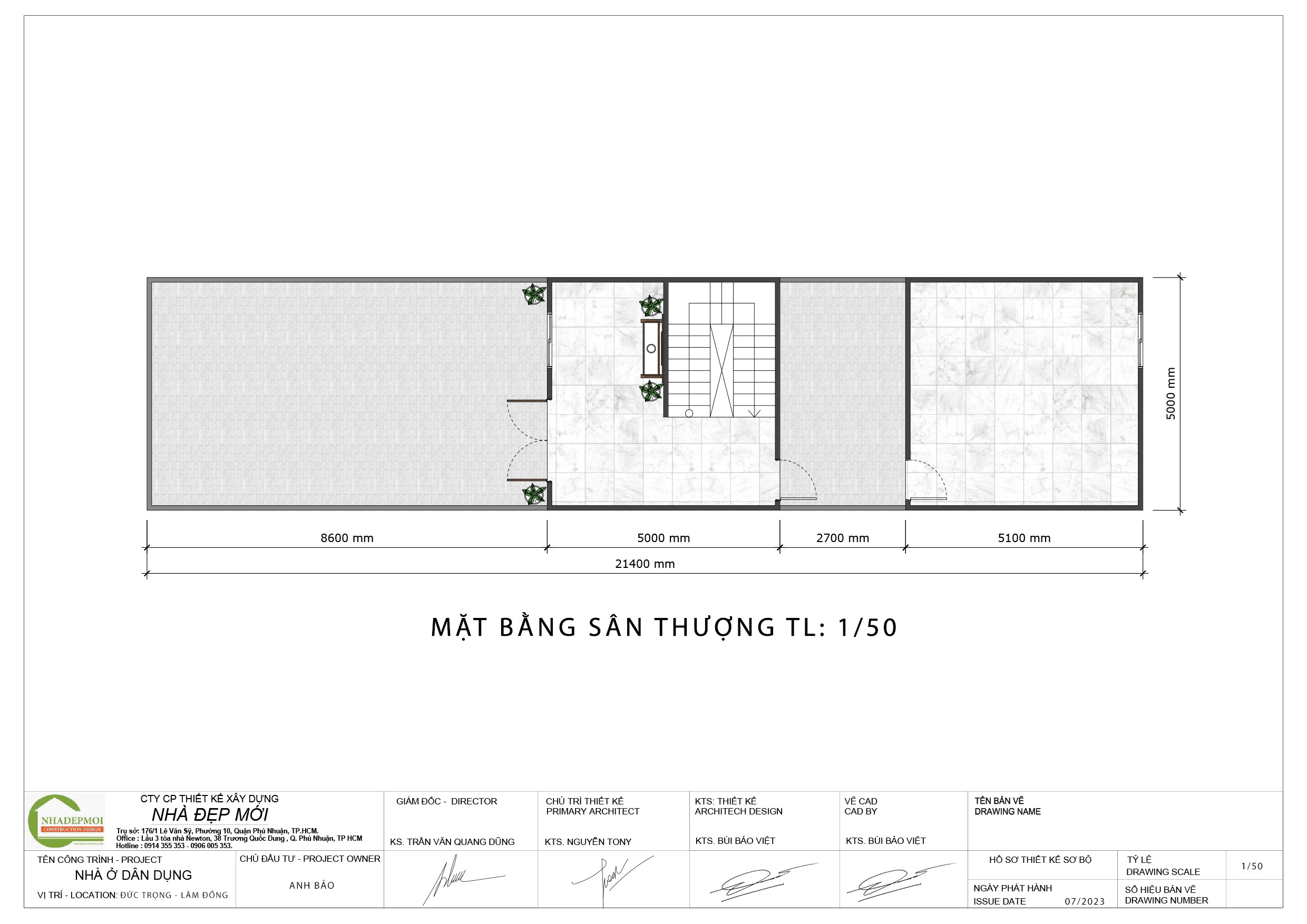 Mẫu nhà phố 1 trệt 1 lầu sân thượng được khách hàng yêu thích nhất