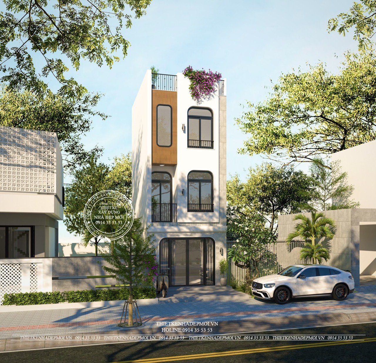 Mẫu nhà phố 3 tầng nhỏ gọn , tinh tế
