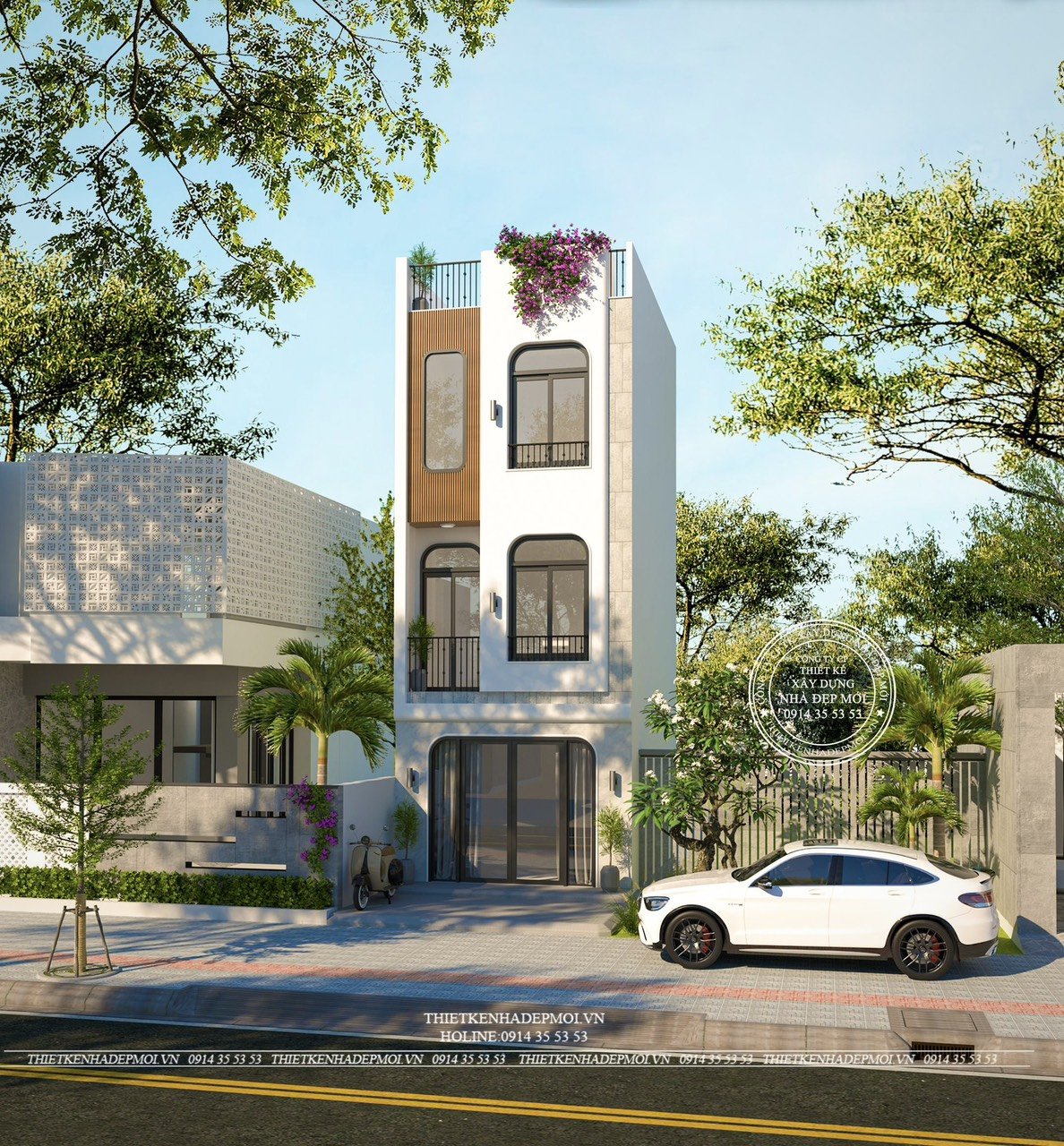 Mẫu nhà phố 3 tầng nhỏ gọn , tinh tế