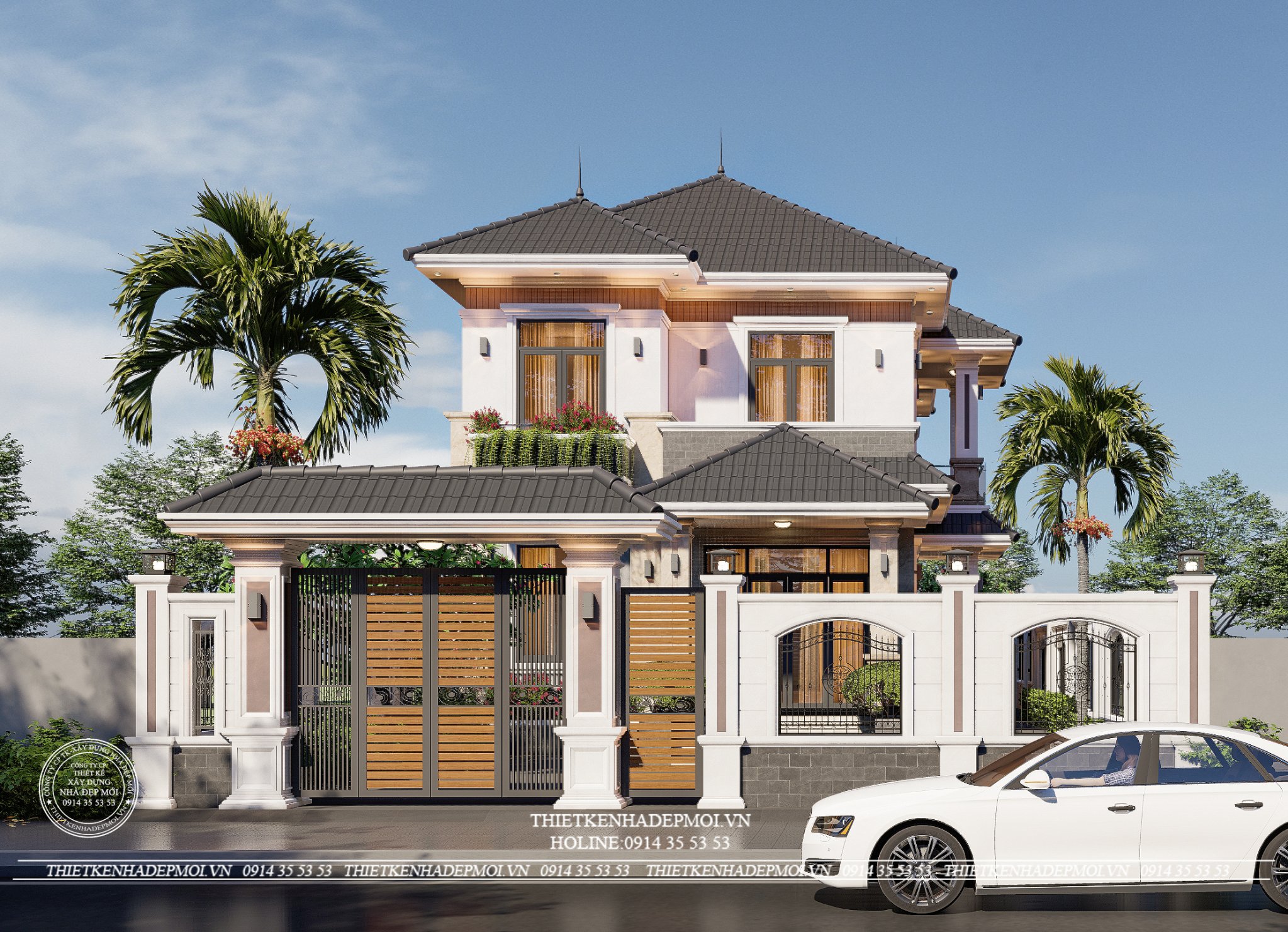 Mẫu biệt thự mái nhật 2 tầng hiện đại - sang trọng