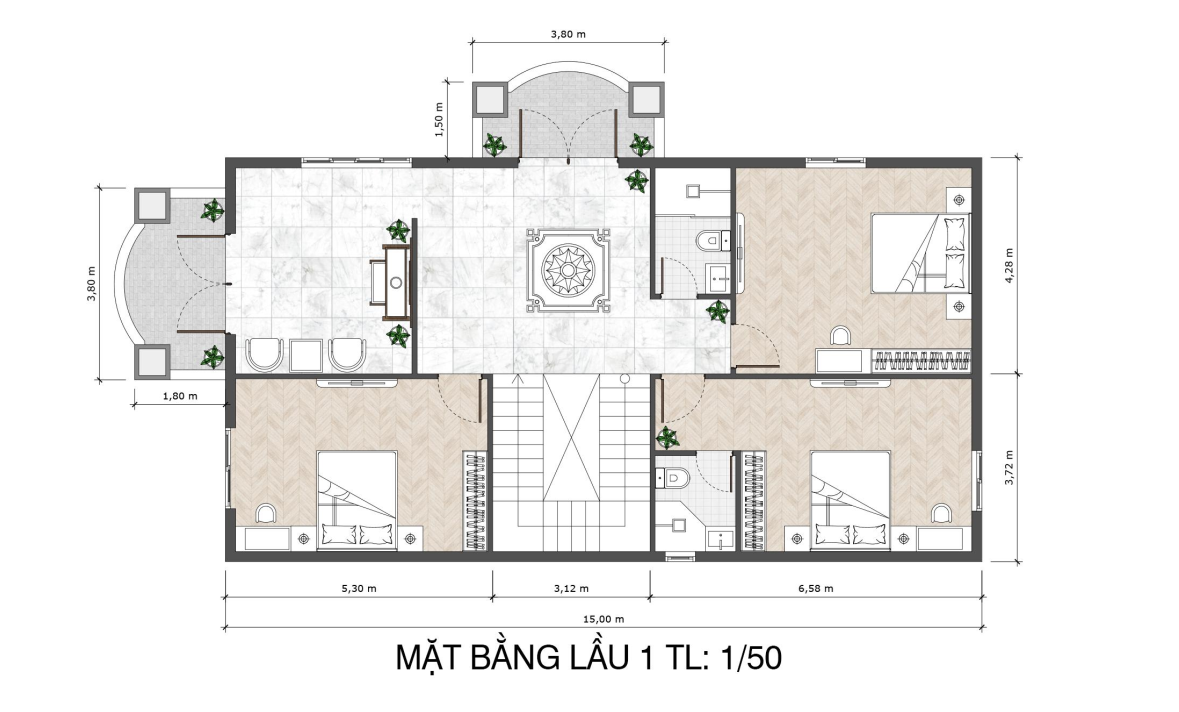 Mẫu biệt thự mái nhật 2 tầng nhà chị na bình dương