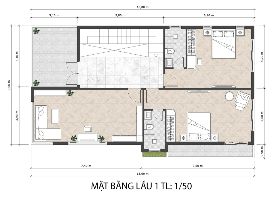 Mẫu biệt thự sân vườn 2 tầng mang phong cách hiện đại