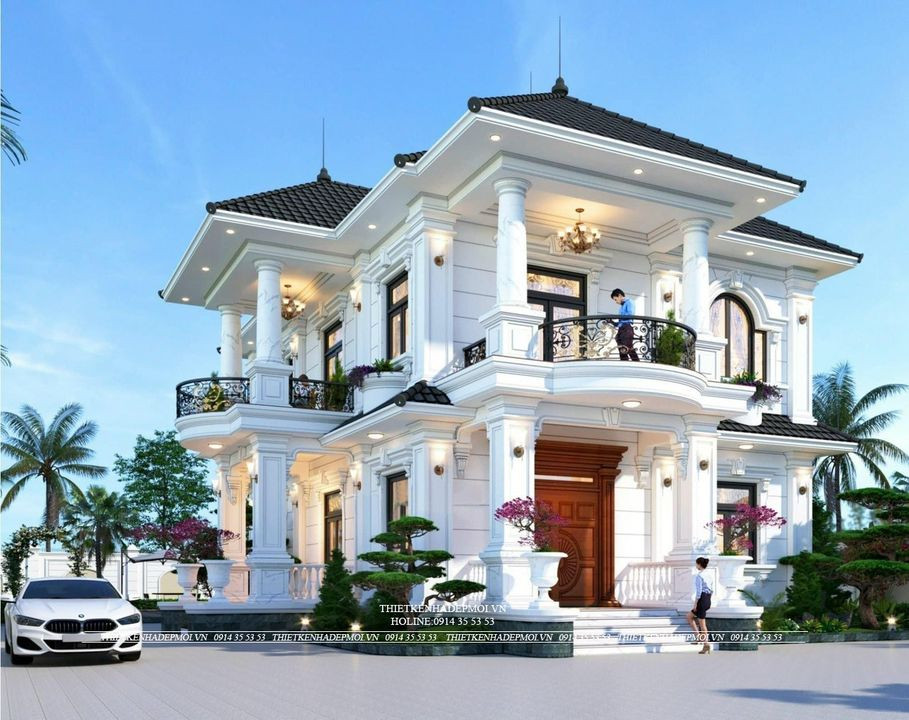 Mẫu biệt thự mái nhật 2 tầng nhà chị na bình dương