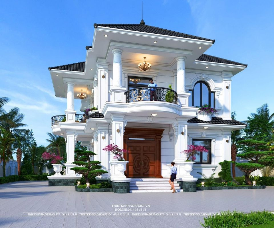 Mẫu biệt thự mái nhật 2 tầng nhà chị na bình dương