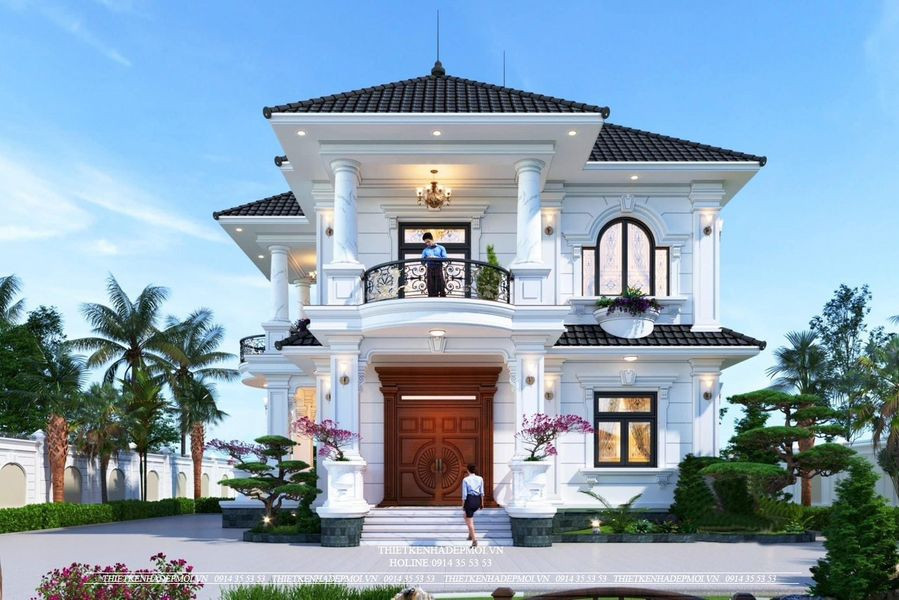 Mẫu biệt thự mái nhật 2 tầng nhà chị na bình dương