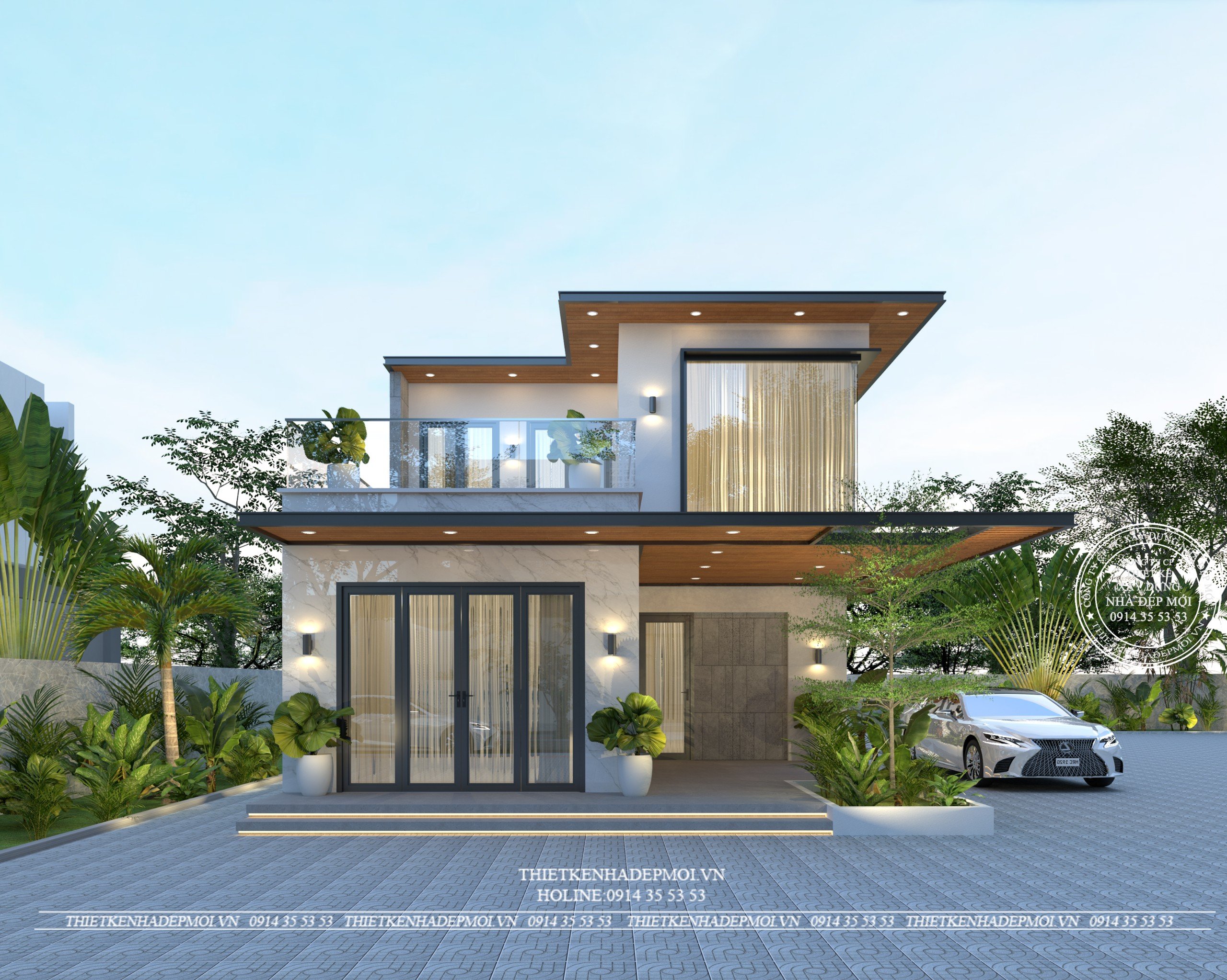 Mẫu biệt thự sân vườn 2 tầng mang phong cách hiện đại