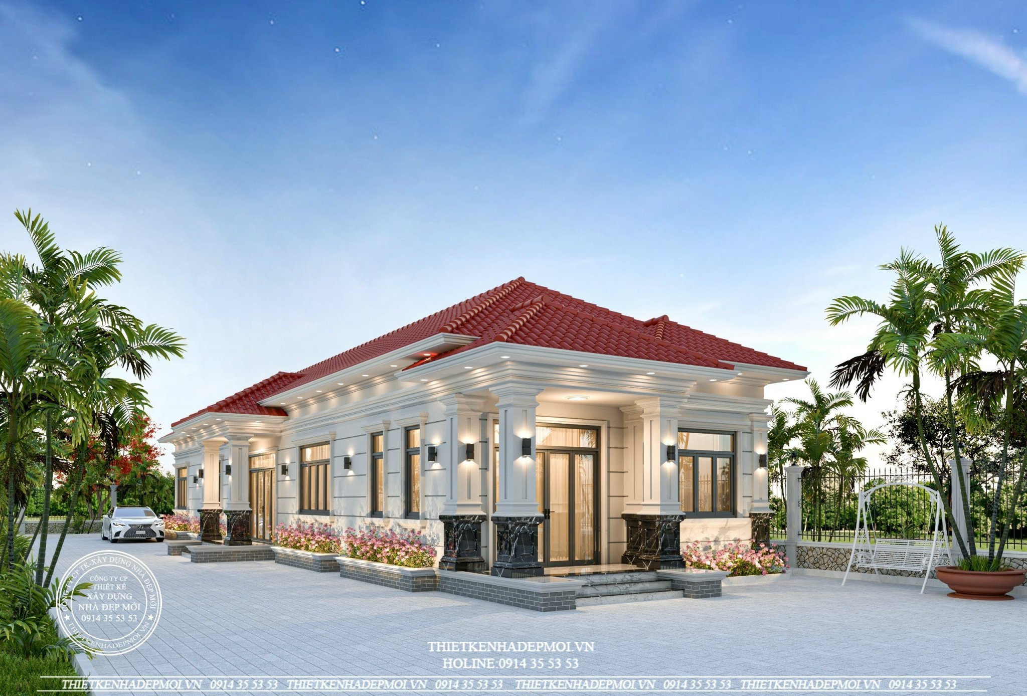 Mẫu biệt thự sân vườn mái nhật đẹp
