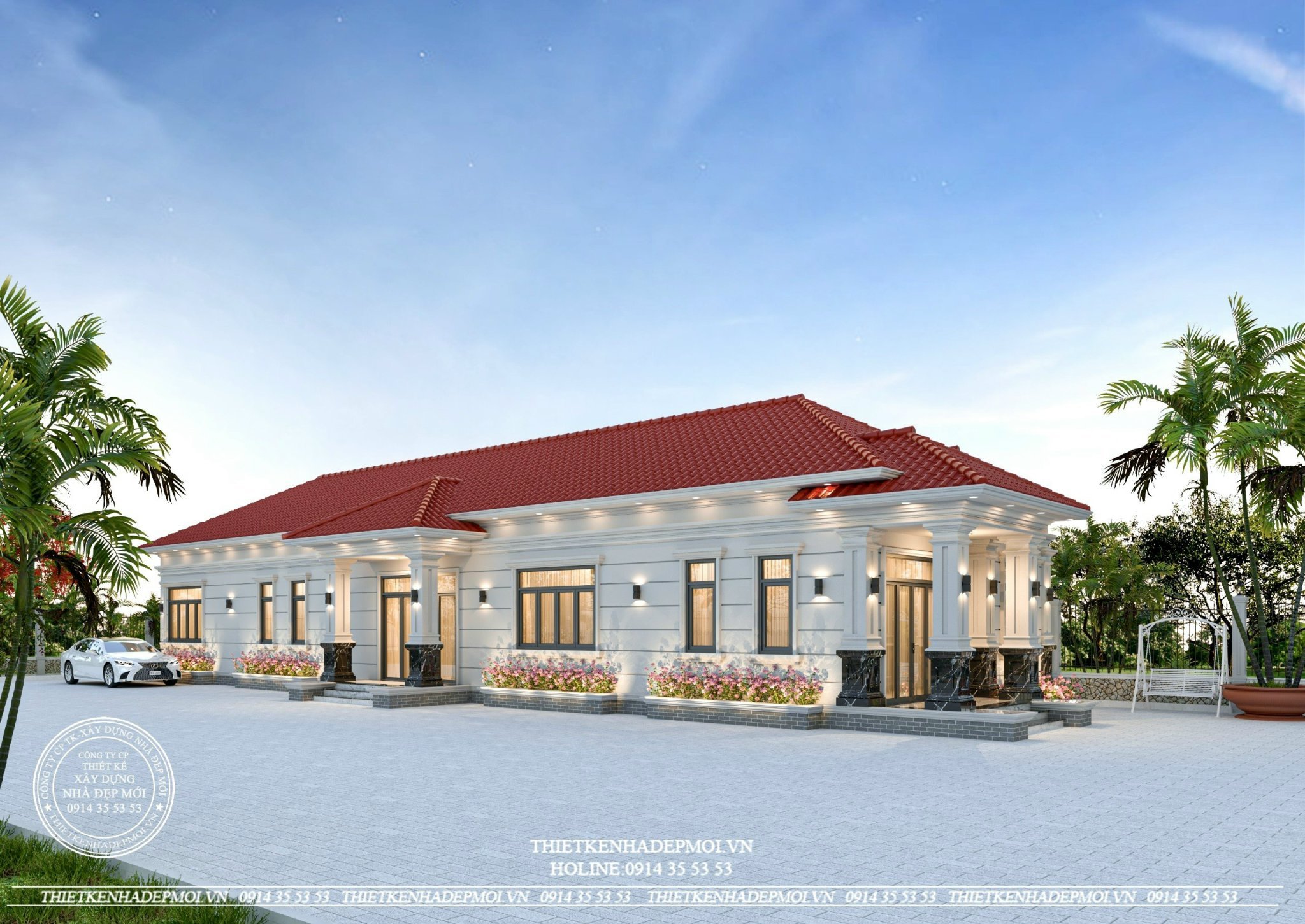 Mẫu biệt thự sân vườn mái nhật đẹp