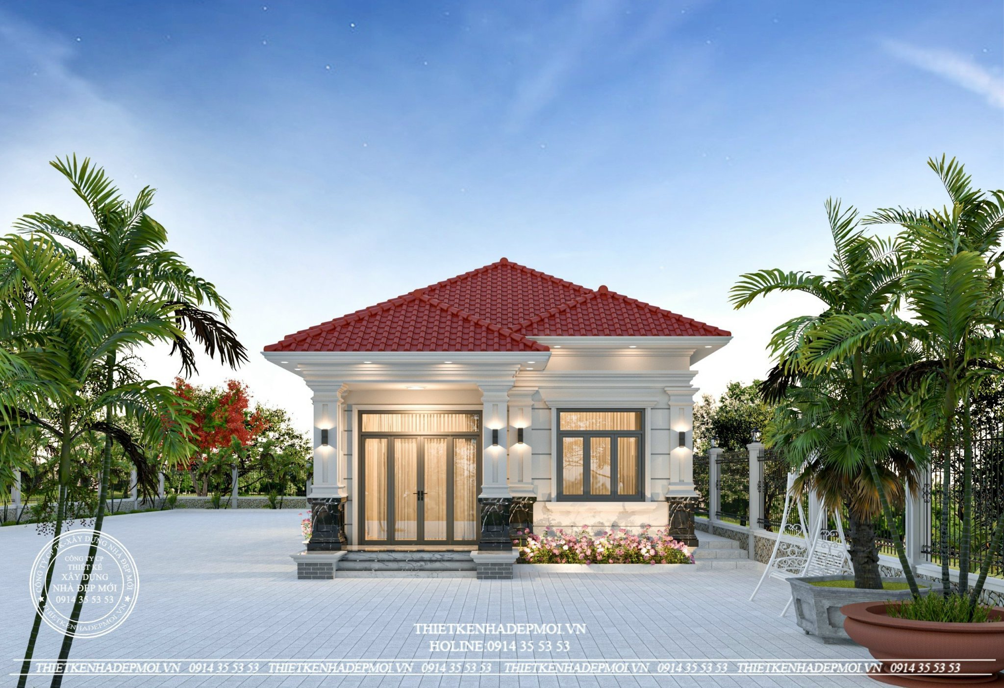 Mẫu biệt thự sân vườn mái nhật đẹp