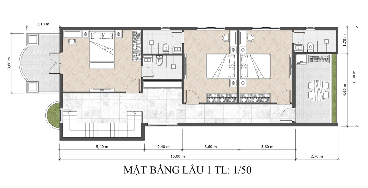 Mẫu biệt thự mái nhật 2 tầng phong cách tân cổ điển