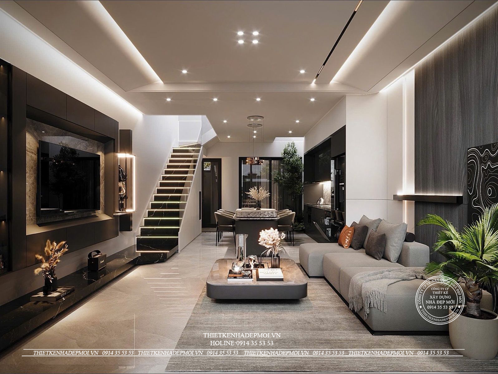 Nội thất nhà phố hiện đại 3 tầng