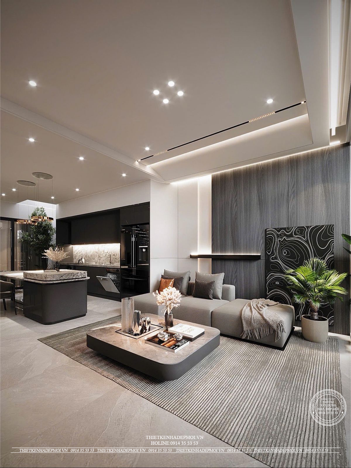 Nội thất nhà phố hiện đại 3 tầng