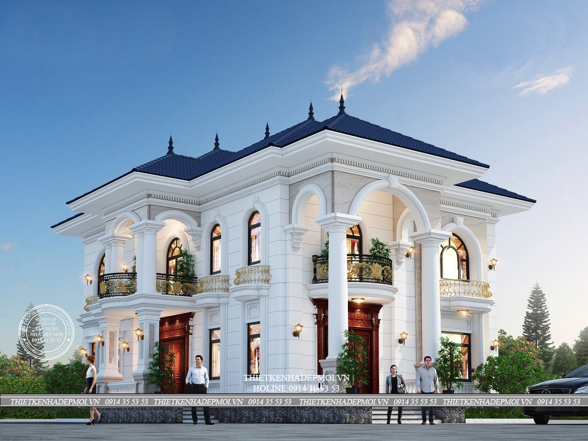 Mẫu biệt thự mái nhật 2 tầng phong cách tân cổ