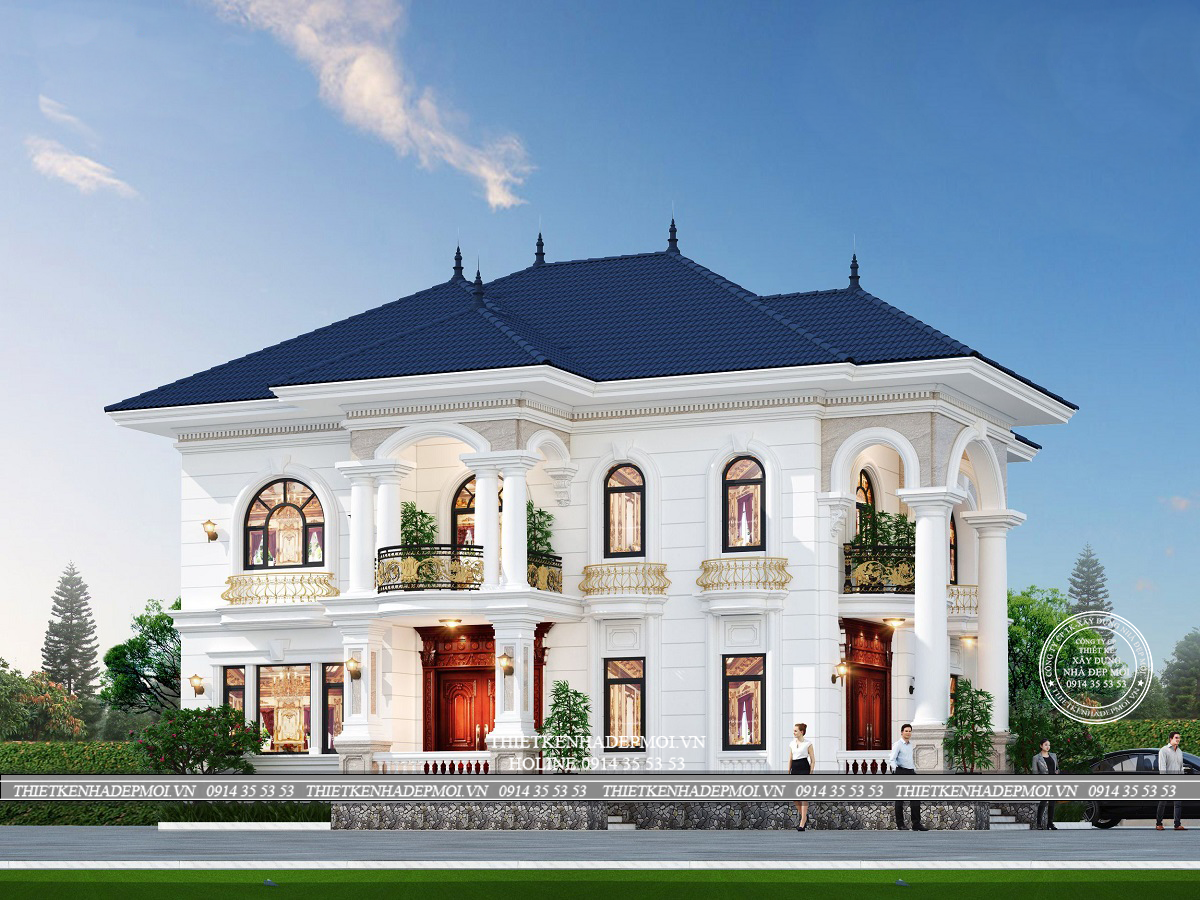 Mẫu biệt thự mái nhật 2 tầng phong cách tân cổ