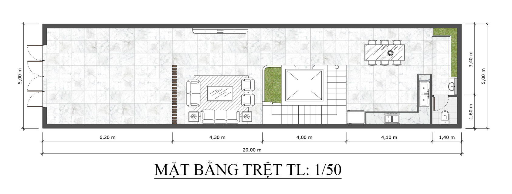 Nhà phố 4 tầng phong cách tân cổ điển sang trọng