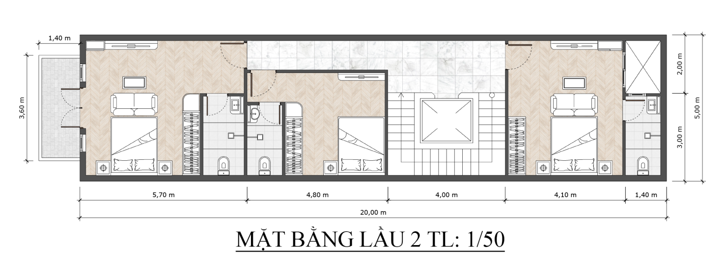 Nhà phố 4 tầng phong cách tân cổ điển sang trọng