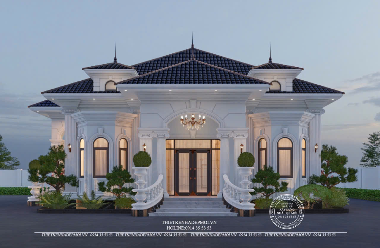 Biệt thự 1 tầng phong cách tân cổ sang trọng