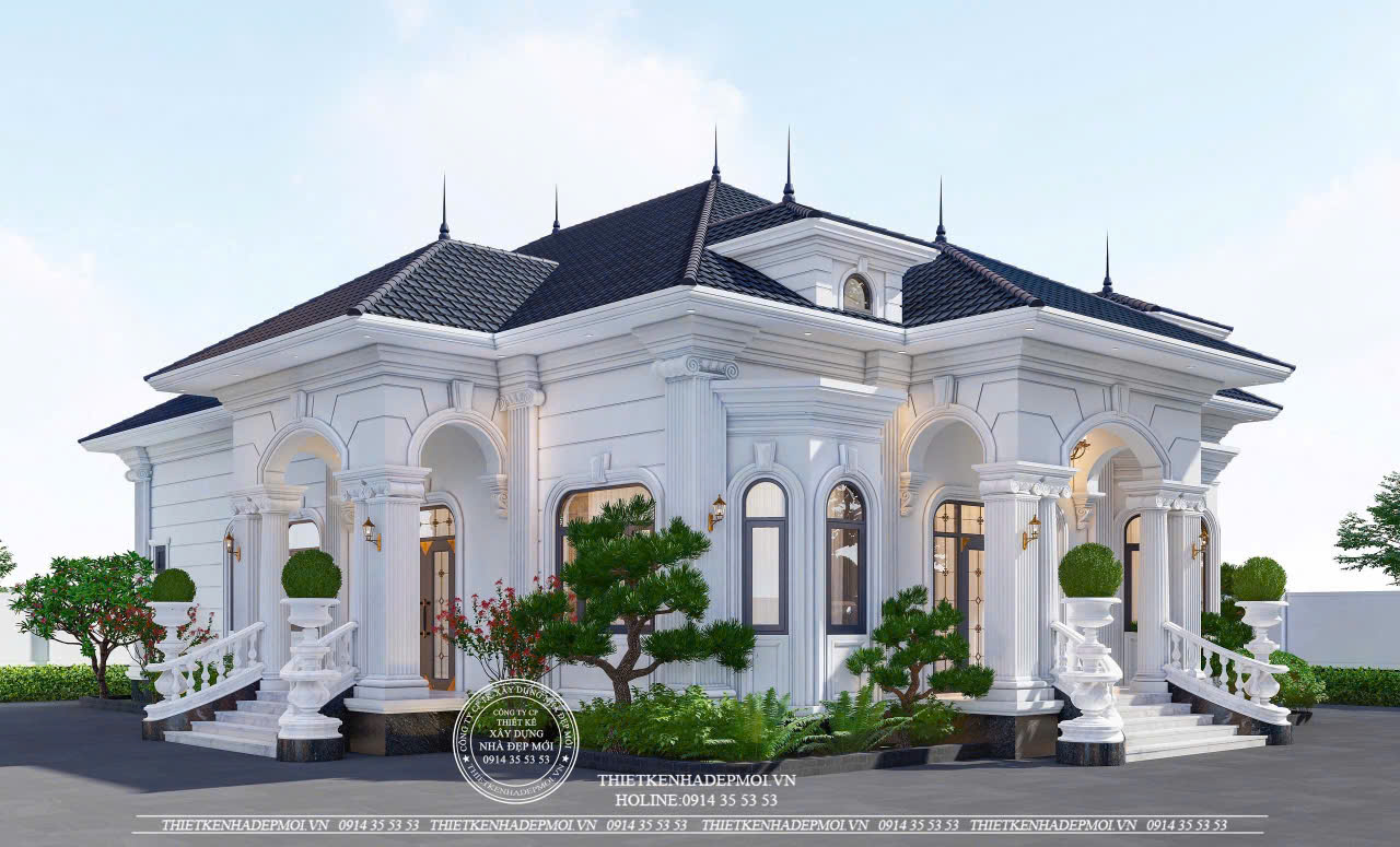Biệt thự 1 tầng phong cách tân cổ sang trọng