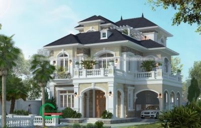 Biệt thự  sân vườn đẹp 1 trệt 2 lầu kiểu châu âu