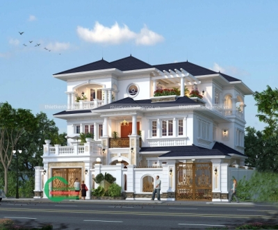 Mẫu biệt thự 1 trệt 2 lầu phong cách châu âu