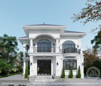 Mẫu biệt thự 2 tầng mái nhật tân cổ điển