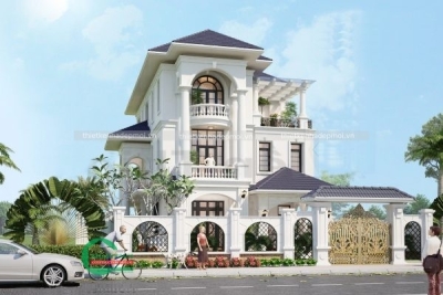 Mẫu biệt thự 3 tầng kiểu pháp nguy nga, tráng lệ