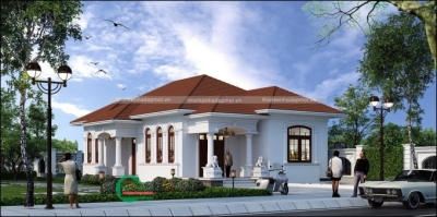 Mẫu biệt thự mini trệt có sân vườn đẹp anh bản - msbtt2020