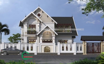 Mẫu biệt thự nhà vườn mái thái đẹp ở nông thôn chị hương anh phương - msbtnv2021