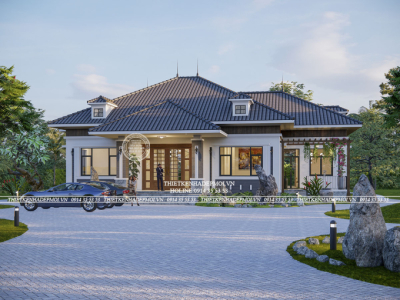 Mẫu biệt thự sân vườn 1 tầng đẹp và đẳng cấp