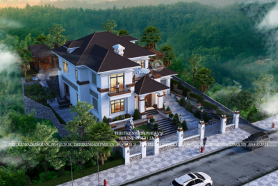 Mẫu biệt thự sân vườn 2 tầng hiện đại của chú điền ninh thuận