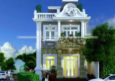Mẫu biệt thự tân cổ điển 2 tầng 1 tầng áp mái đẹp hoàn hảo
