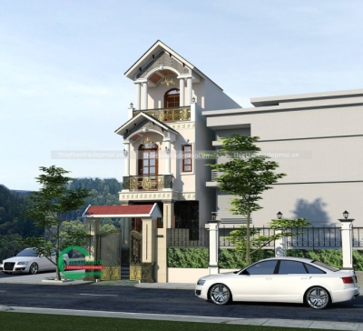 Mẫu nhà mái thái đẹp 3 tầng.