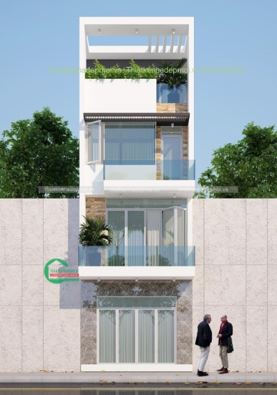 Mẫu nhà phố 1 trệt 2 lầu sân thượng