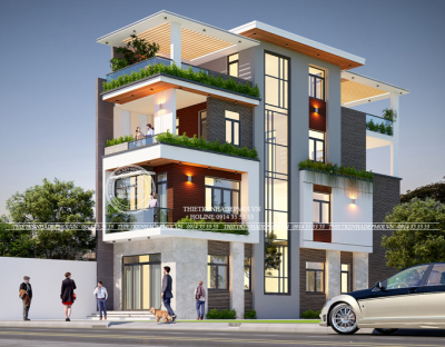 Mẫu nhà phố 2 mặt tiền 4 tầng hiện đại diện tích 5x18m2