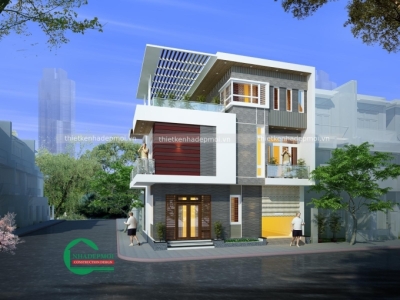 Mẫu nhà phố 2 mặt tiền mái bằng hiện đại anh đức - msnp2020