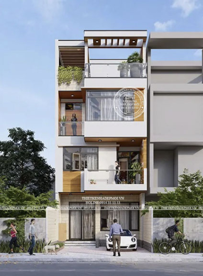 Mẫu nhà phố 4 tầng phong cách hiện đại sang trọng