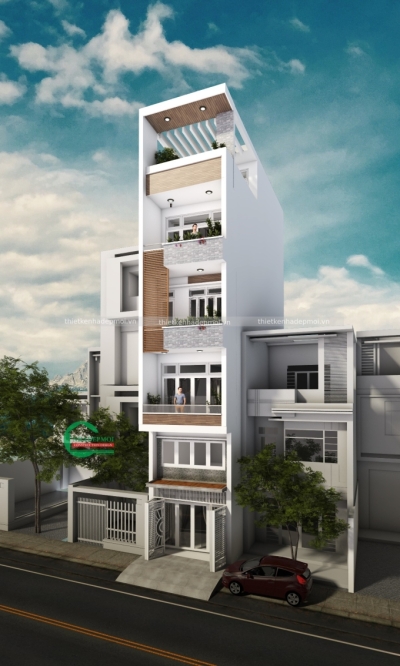 Mẫu nhà phố hiện đại 1 trệt 4 lầu.
