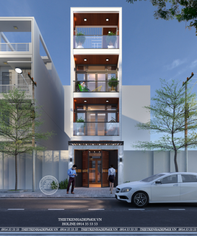 Mẫu nhà phố hiện đại ốp gạch sang trọng