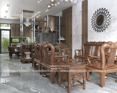 Mẫu nội thất biệt thự mái nhật của chị hà - bình phước