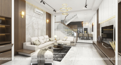 Mẫu nội thất đẹp hiện đại với tông gỗ trầm sang trọng